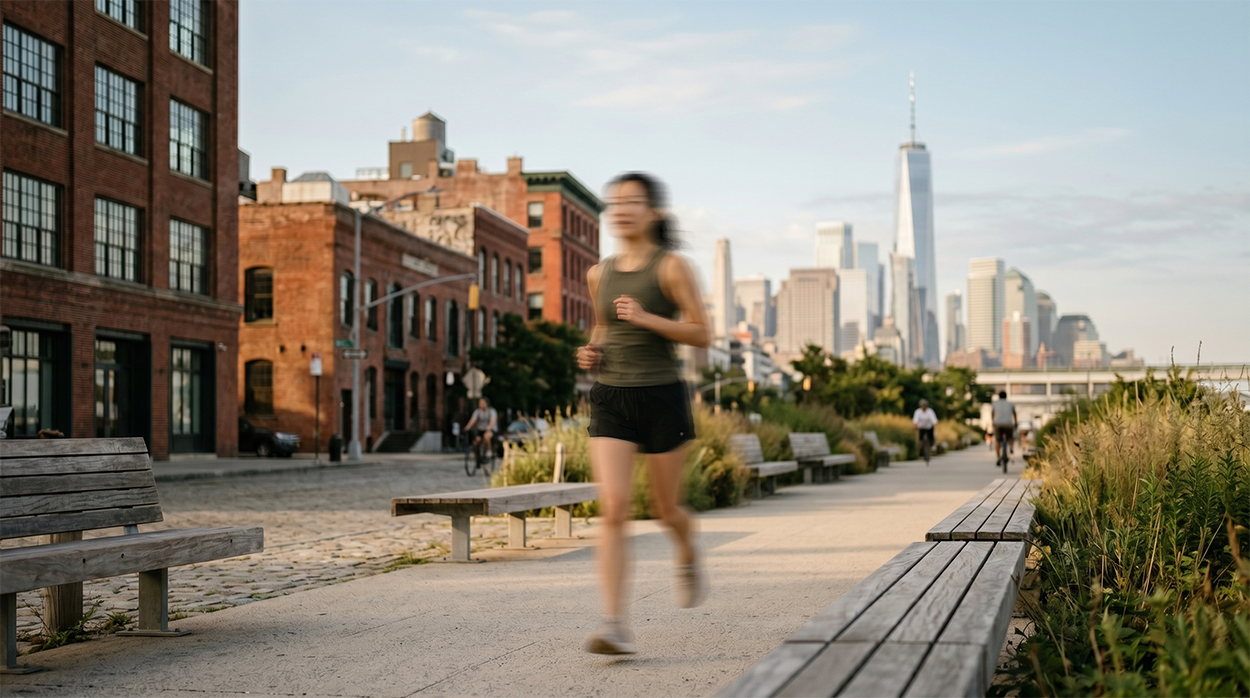 Tribeca Neighborhood runner along hudson river park
